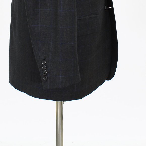 Bespoke Black Suit with Gray Check Pattern - Picture 8 of 15